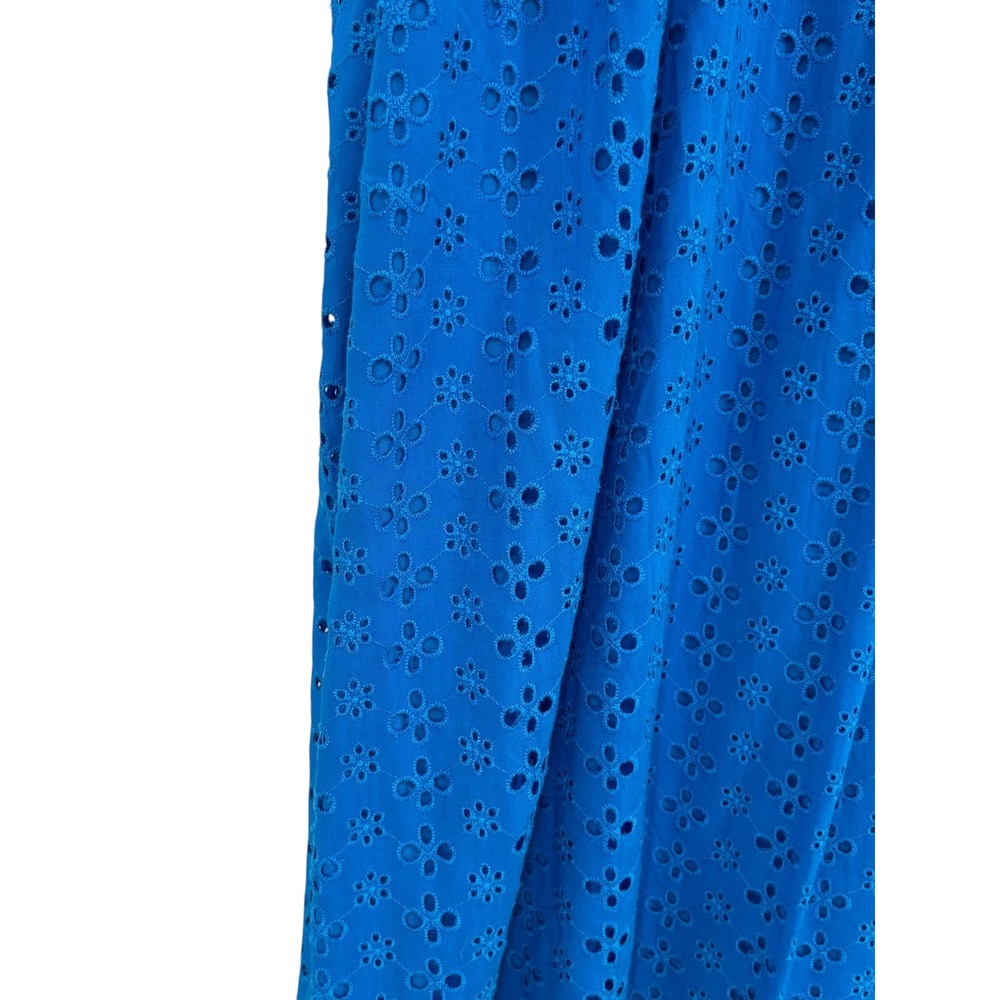 Preston York Eyelet Shift Dress Grecian Blue Short Sleeve V Neck Size 18 - Picture 5 of 8